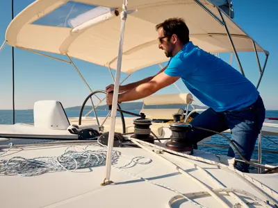 Deck of Sophie, a Lagoon 46 catamaran at Trogir, Croatia