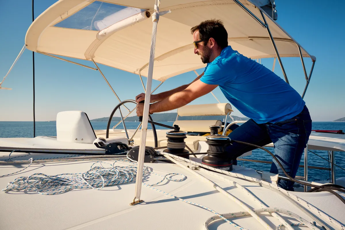 Deck of Sophie, a Lagoon 46 catamaran at Trogir, Croatia