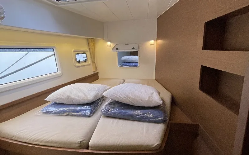 Cabin on Double Trouble, a Lagoon 42 catamaran at Ventimiglia, Italy