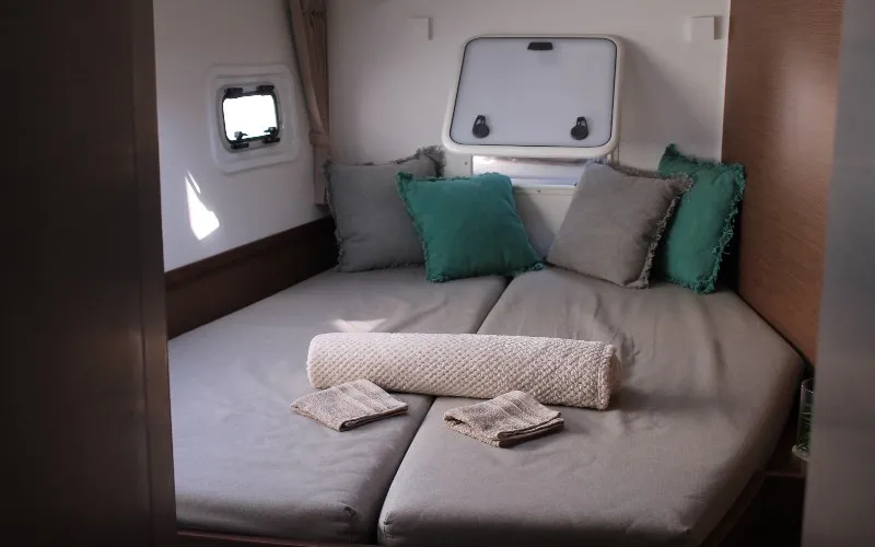 Cabin on Double Trouble, a Lagoon 42 catamaran at Ventimiglia, Italy