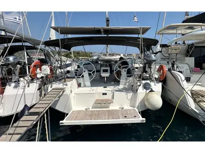 Cockpit of Silver VII, a Bavaria C42 sailboat at Athens, Greece