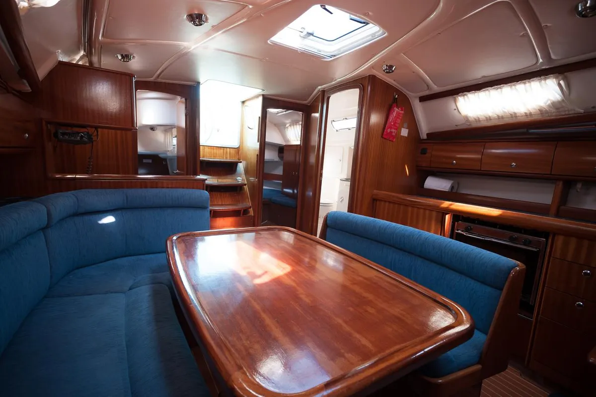 Salon of Meander, a Bavaria 38 sailboat at Sithonia Municipal Unit, Greece