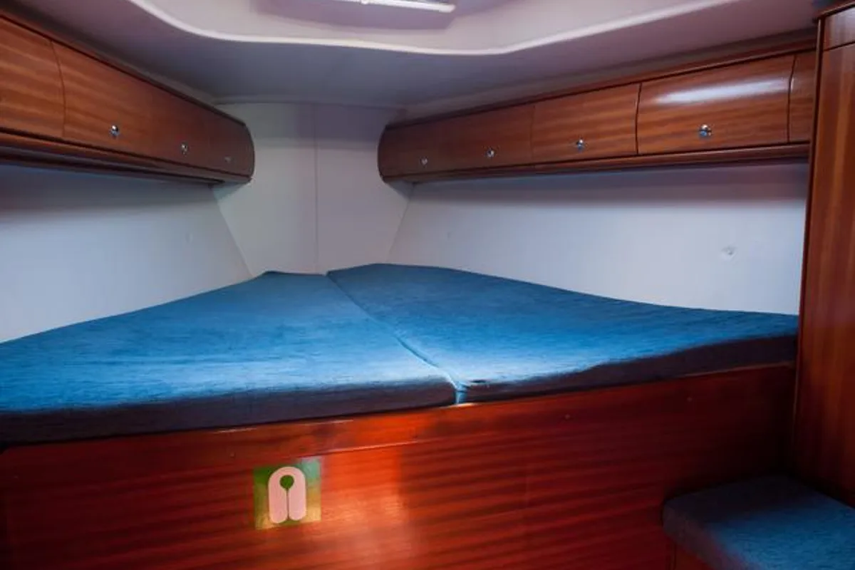 Cabin on Meander, a Bavaria 38 sailboat at Sithonia Municipal Unit, Greece