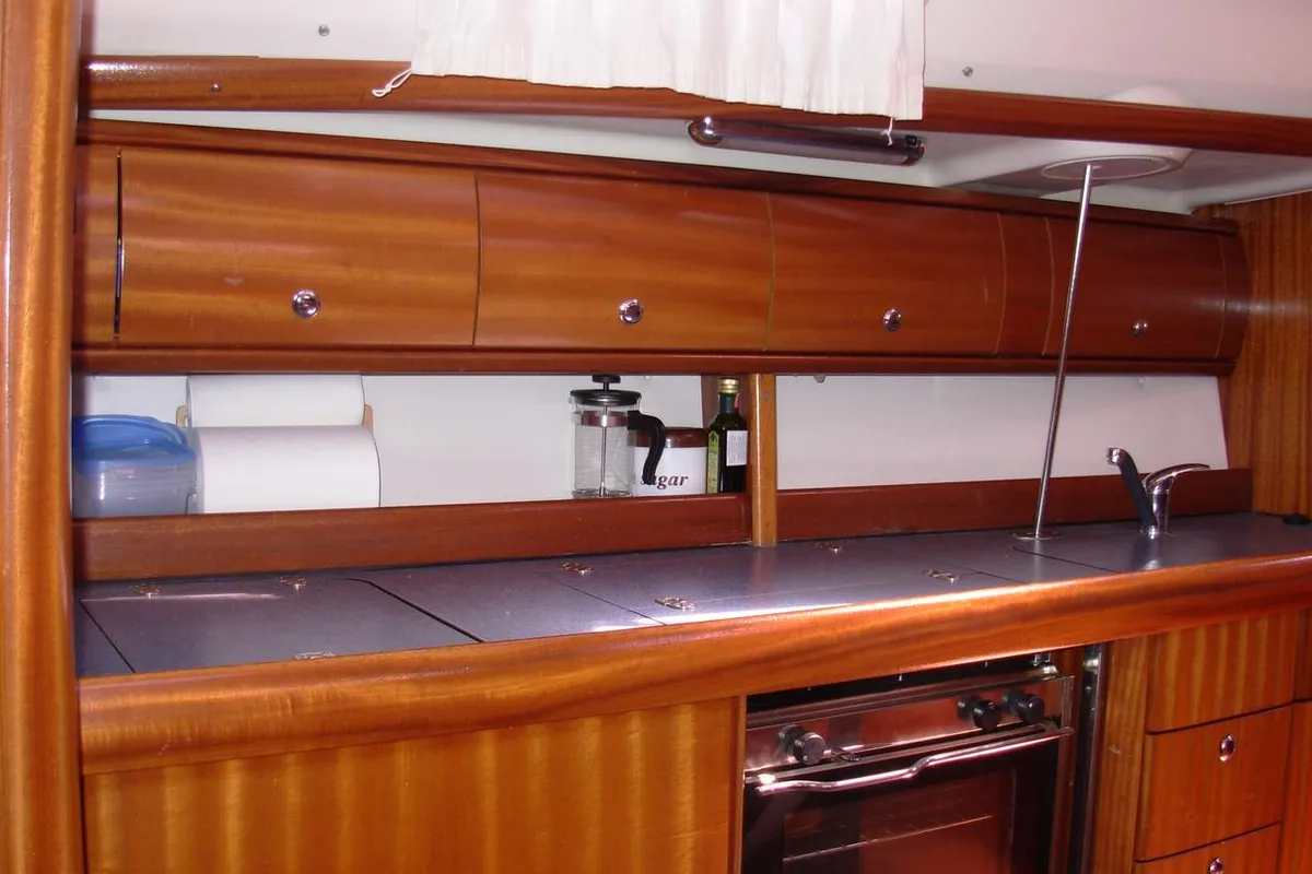 Salon of Meander, a Bavaria 38 sailboat at Sithonia Municipal Unit, Greece
