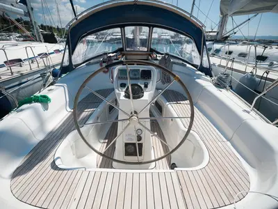 Salon of Meander, a Bavaria 38 sailboat at Sithonia Municipal Unit, Greece