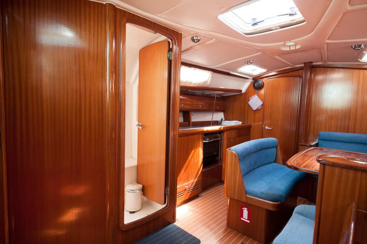 Cabin on Meander, a Bavaria 38 sailboat at Sithonia Municipal Unit, Greece