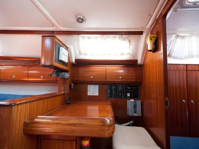 Cabin on Meander, a Bavaria 38 sailboat at Sithonia Municipal Unit, Greece