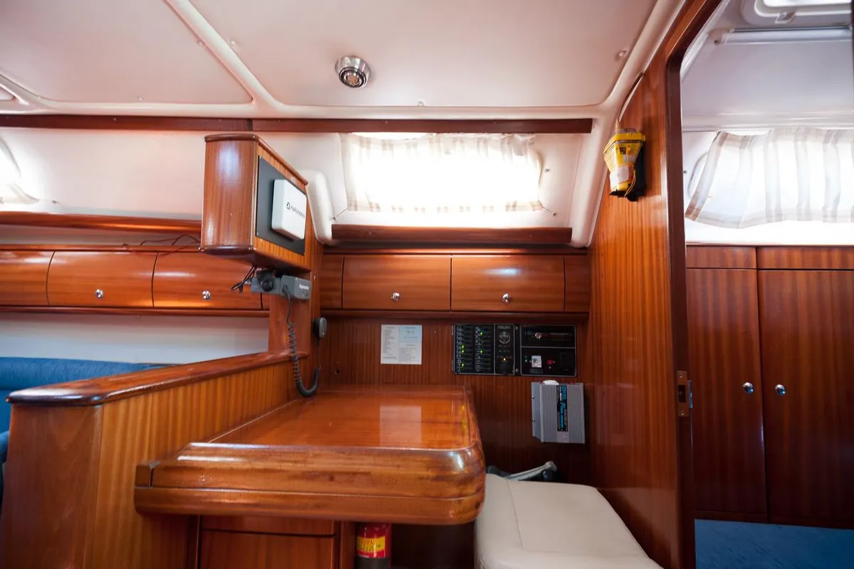 Cabin on Meander, a Bavaria 38 sailboat at Sithonia Municipal Unit, Greece