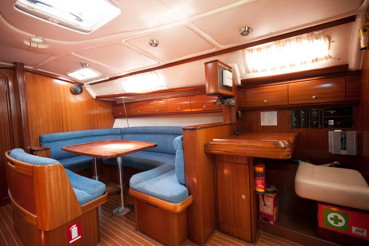 Salon of Meander, a Bavaria 38 sailboat at Sithonia Municipal Unit, Greece