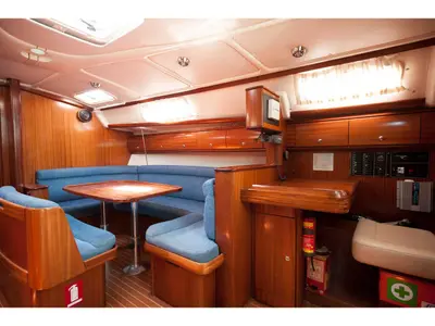 Salon of Meander, a Bavaria 38 sailboat at Sithonia, Greece