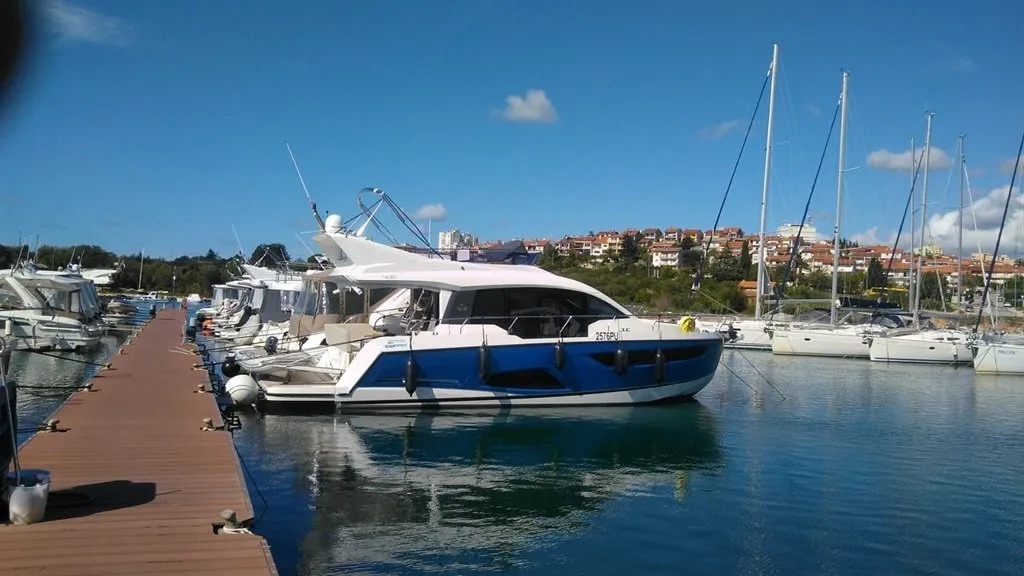 Blue Lagoon, a Sealine F430 motor yacht at Punat, Croatia