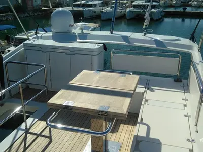 Deck of Blue Lagoon, a Sealine F430 motor yacht at Punat, Croatia