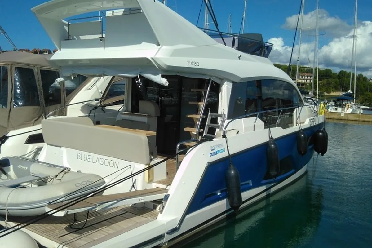 Blue Lagoon, a Sealine F430 motor yacht at Punat, Croatia