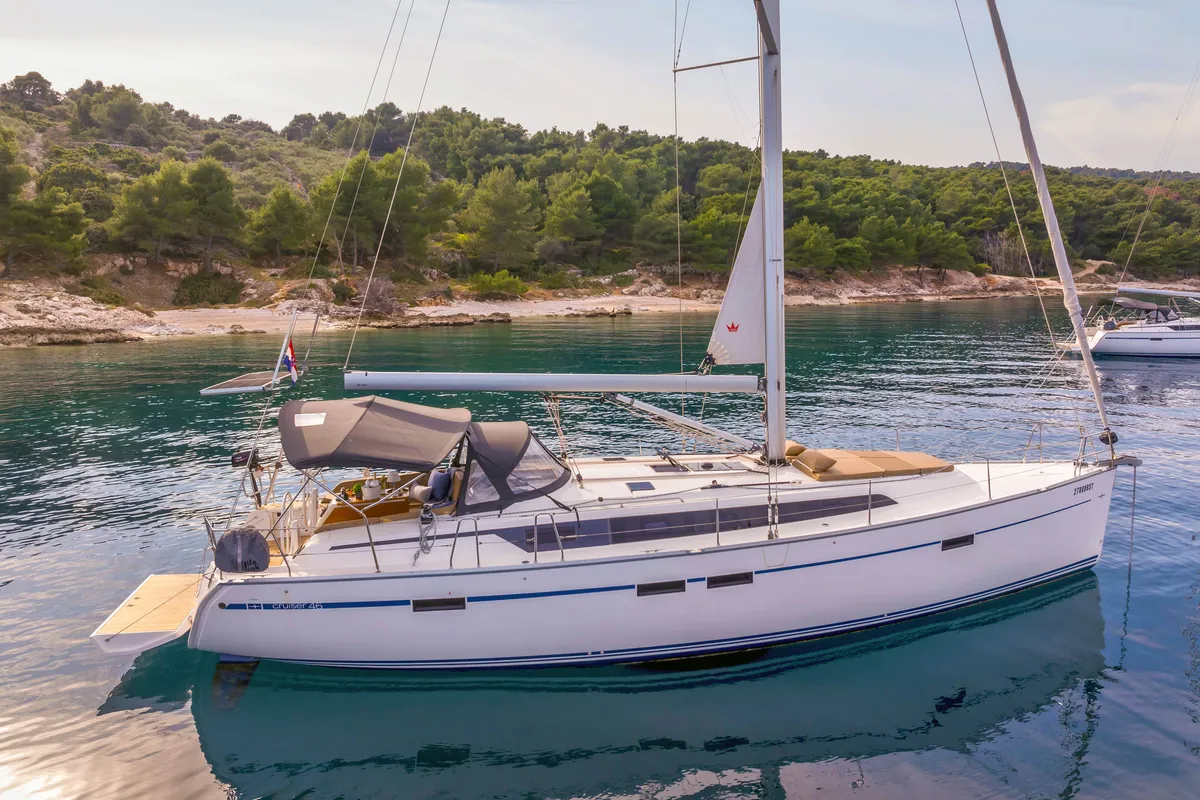 Exterior view of Bella Vita, a Bavaria Cruiser 46 sailboat at Split, Croatia