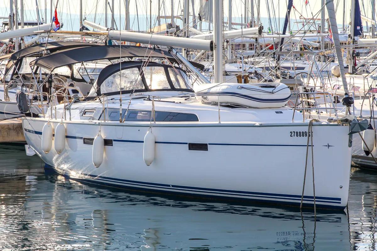 Exterior view of Bella Vita, a Bavaria Cruiser 46 sailboat at Split, Croatia