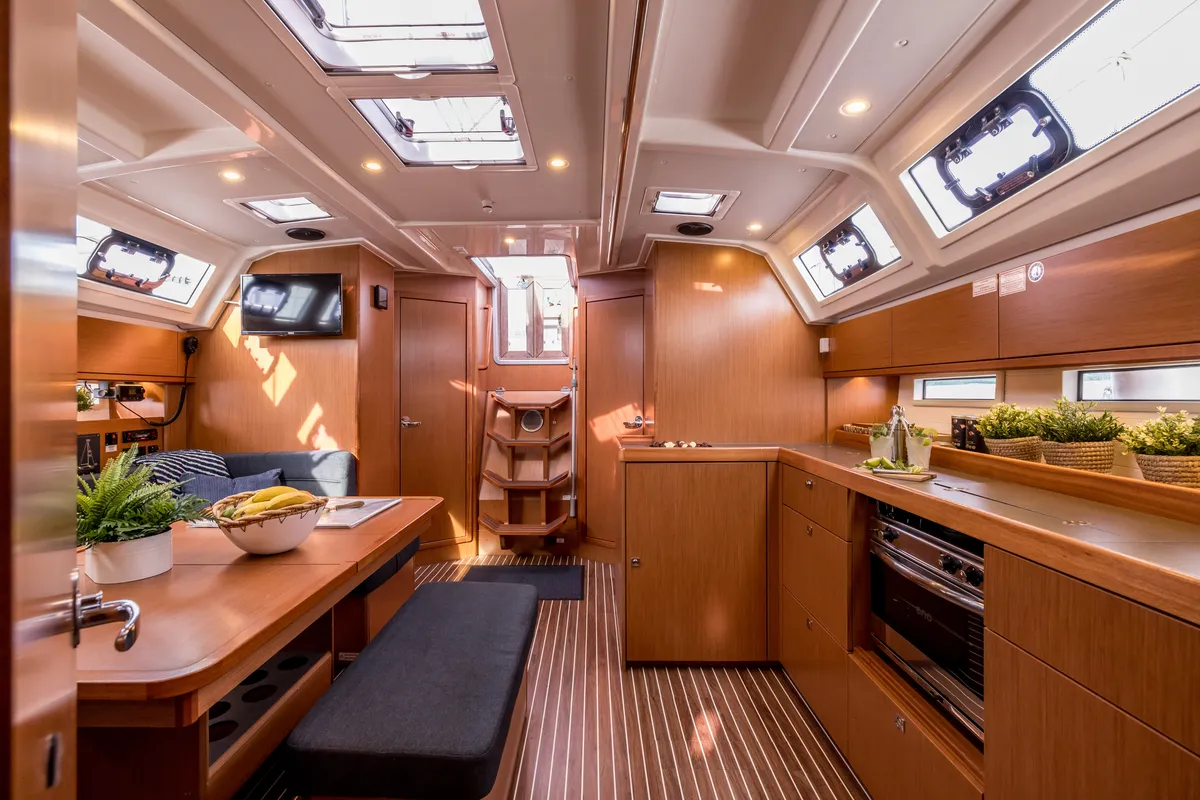 Salon of Bella Vita, a Bavaria Cruiser 46 sailboat at Split, Croatia