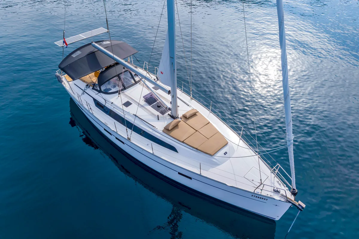 Exterior view of Bella Vita, a Bavaria Cruiser 46 sailboat at Split, Croatia