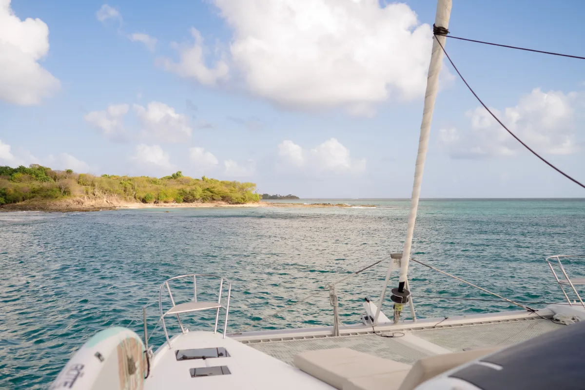 Deck of Beyond, a Fountaine Pajot Aura 51 catamaran at Alameda, United States