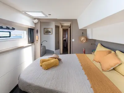 Cabin on Beyond, a Fountaine Pajot Aura 51 catamaran at Alameda, United States