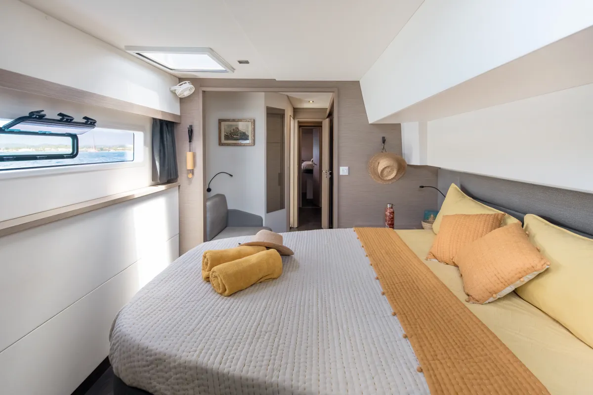 Cabin on Beyond, a Fountaine Pajot Aura 51 catamaran at Alameda, United States