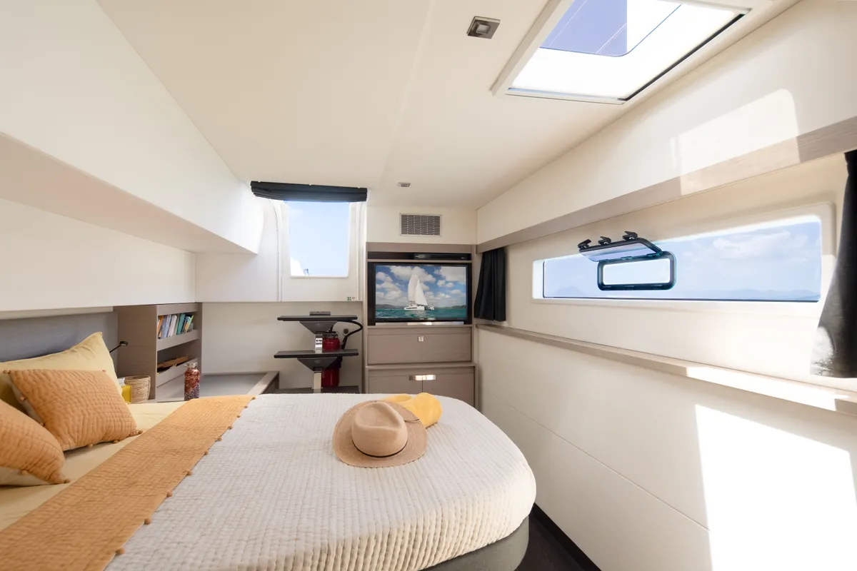 Cabin on Beyond, a Fountaine Pajot Aura 51 catamaran at Alameda, United States