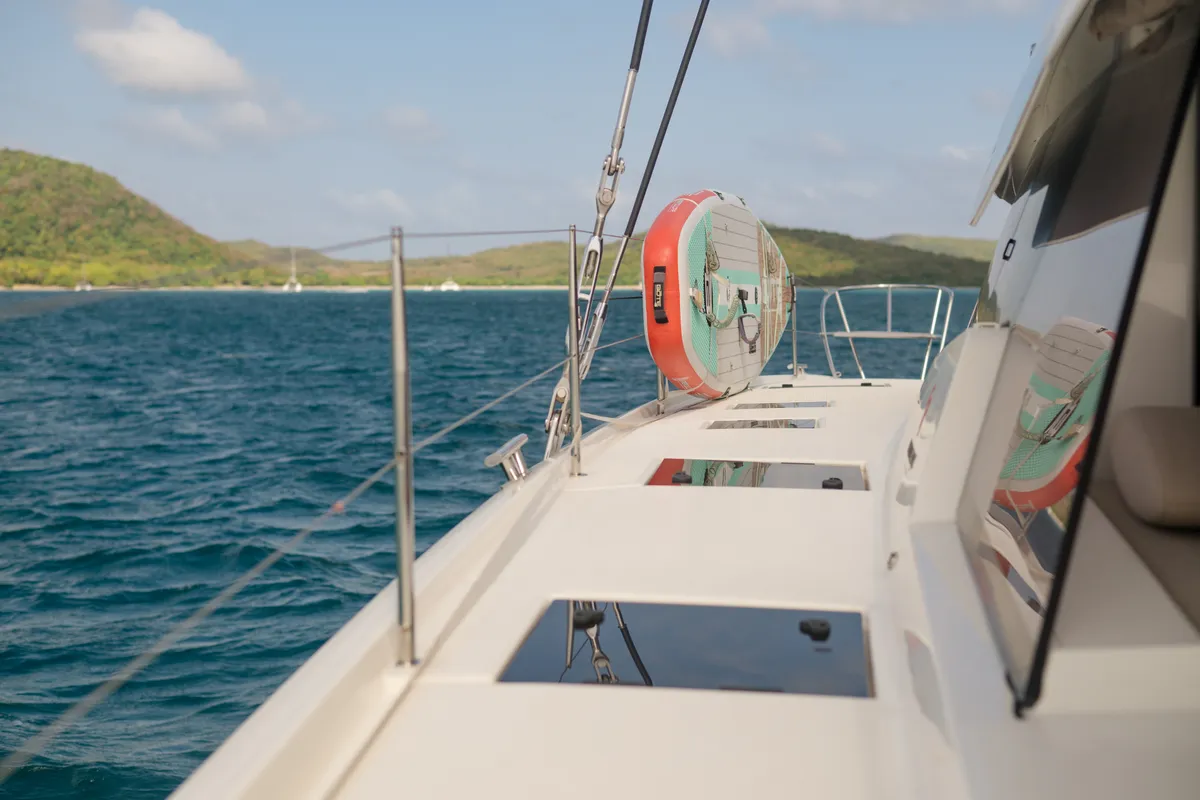 Exterior view of Beyond, a Fountaine Pajot Aura 51 catamaran at Alameda, United States