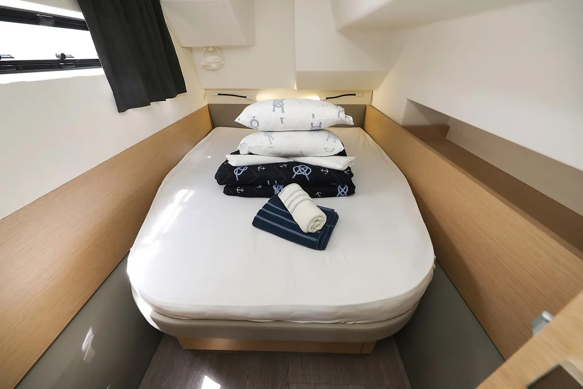Cabin on Anrik, a Fountaine Pajot MY 37 catamaran at Grad Biograd na Moru, Croatia