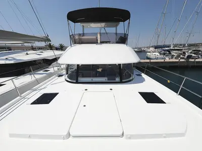 Deck of Anrik, a Fountaine Pajot MY 37 catamaran at Grad Biograd na Moru, Croatia