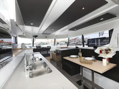 Galley of Anrik, a Fountaine Pajot MY 37 catamaran at Grad Biograd na Moru, Croatia