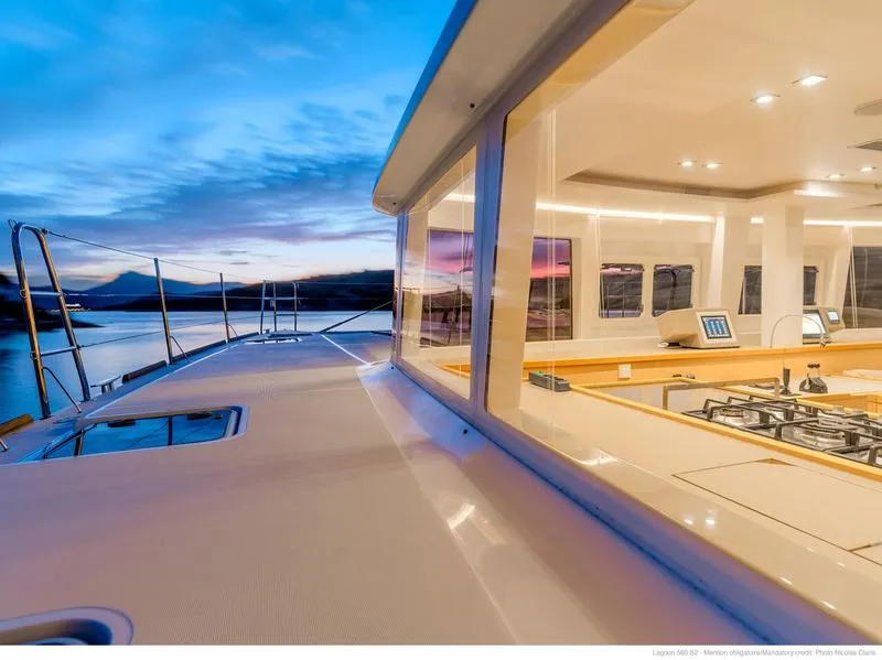 Deck of Moya, a Lagoon 560 catamaran at Athens, Greece