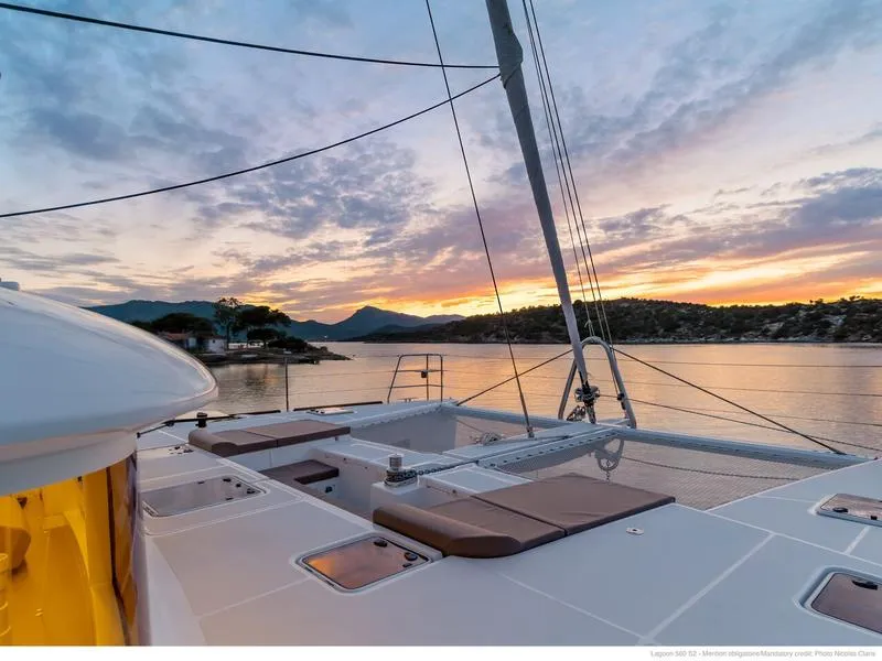 Deck of Moya, a Lagoon 560 catamaran at Athens, Greece