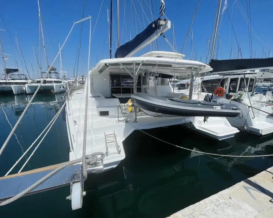Free Bird, a Leopard 48 catamaran at Lefkada, Greece
