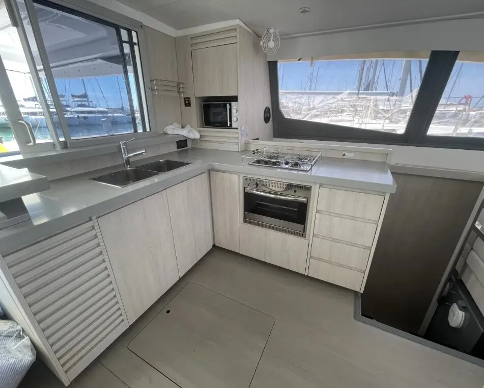 Free Bird, a Leopard 48 catamaran at Lefkada, Greece