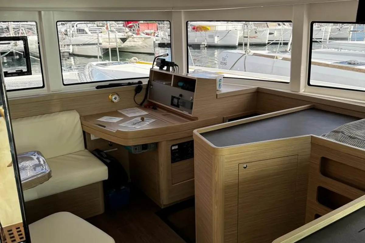 Salon of Star VI, a Lagoon 42 catamaran at Alameda, United States