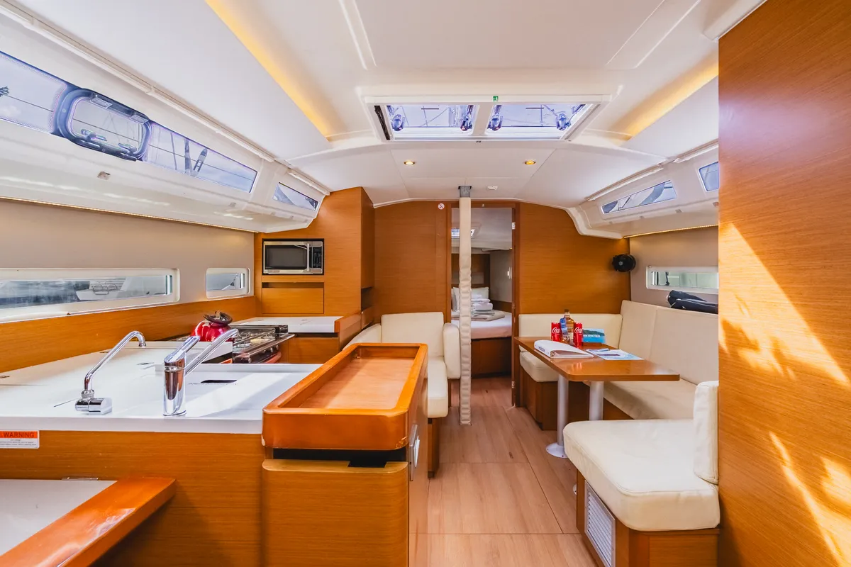 Salon of Tola Sunrise, a Jeanneau Sun Odyssey 410 sailboat at Road Town, British Virgin Islands