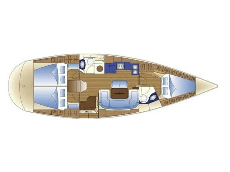 Floor plan of Nefeli, a Bavaria 42 Cruiser sailboat at Skiathos, Greece