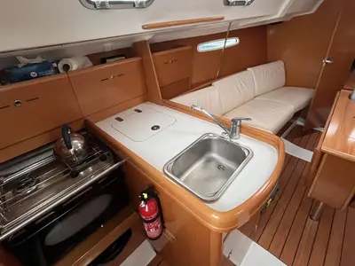 Galley of Tiaga, a Beneteau First 31.7 sailboat at Saint-Cast-le-Guildo, France