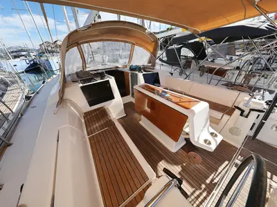 Cockpit of Alabama, a Dufour 412 GL sailboat at Grad Biograd na Moru, Croatia