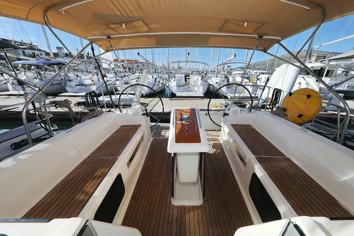 Cockpit of Alabama, a Dufour 412 GL sailboat at Grad Biograd na Moru, Croatia