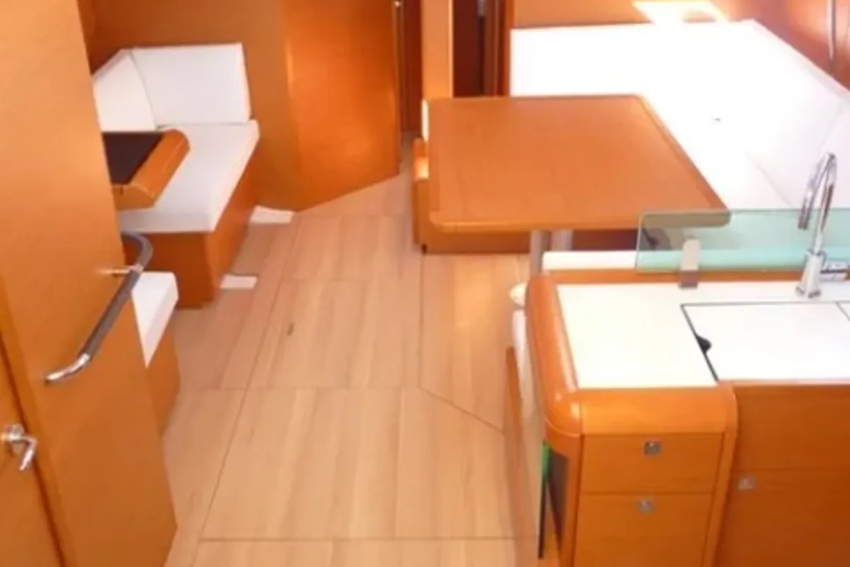 Salon of Melody, a Jeanneau Sun Odyssey 449 sailboat at Municipal Unit of Lefkada, Greece