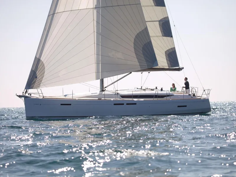 Exterior view of Melody, a Jeanneau Sun Odyssey 449 sailboat at Municipal Unit of Lefkada, Greece