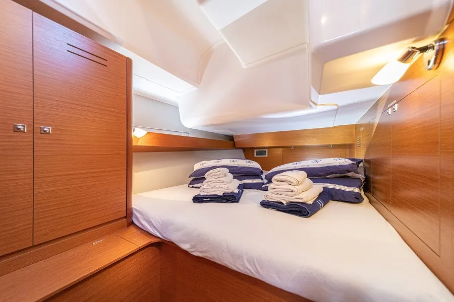 Cabin on Fivek, a Dufour 460 GL sailboat at Primošten, Croatia