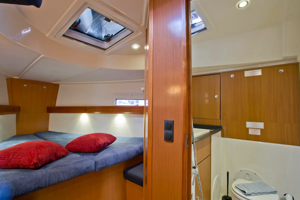 Cabin on Astros, a Bavaria Cruiser 41 sailboat at Grad Šibenik, Croatia