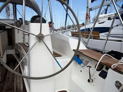 Cockpit of Astros, a Bavaria Cruiser 41 sailboat at Grad Šibenik, Croatia