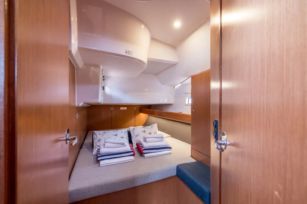 Deck of Sea Sparkle, a Bavaria Cruiser 46 sailboat at Split, Croatia