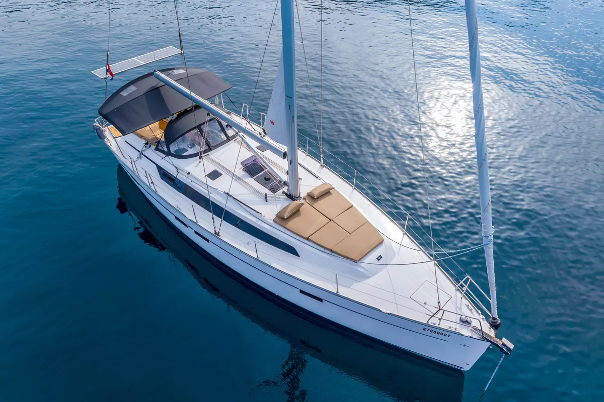 Deck of Sea Sparkle, a Bavaria Cruiser 46 sailboat at Split, Croatia
