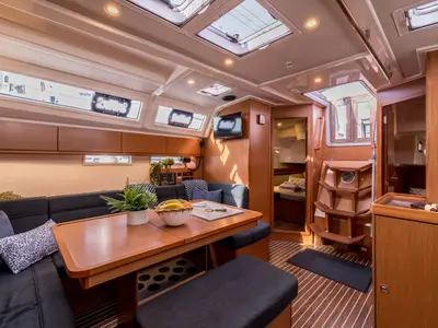 Salon of Sea Sparkle, a Bavaria Cruiser 46 sailboat at Split, Croatia