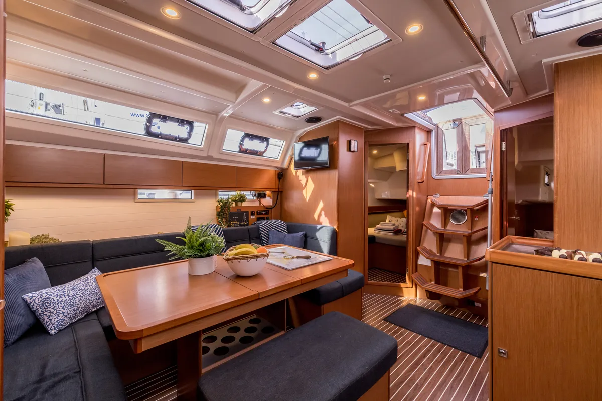 Salon of Sea Sparkle, a Bavaria Cruiser 46 sailboat at Split, Croatia