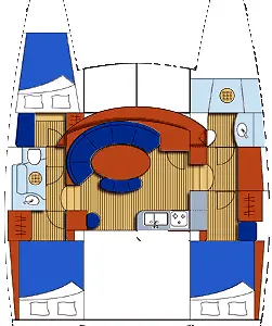 Floor plan of Escapade, a Lagoon 380 catamaran at La Rochelle, France