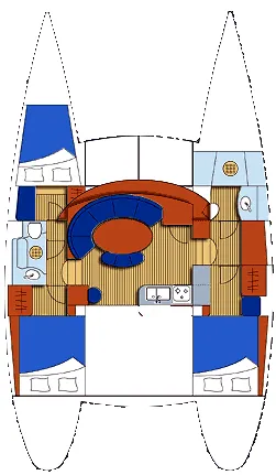 Floor plan of Escapade, a Lagoon 380 catamaran at La Rochelle, France
